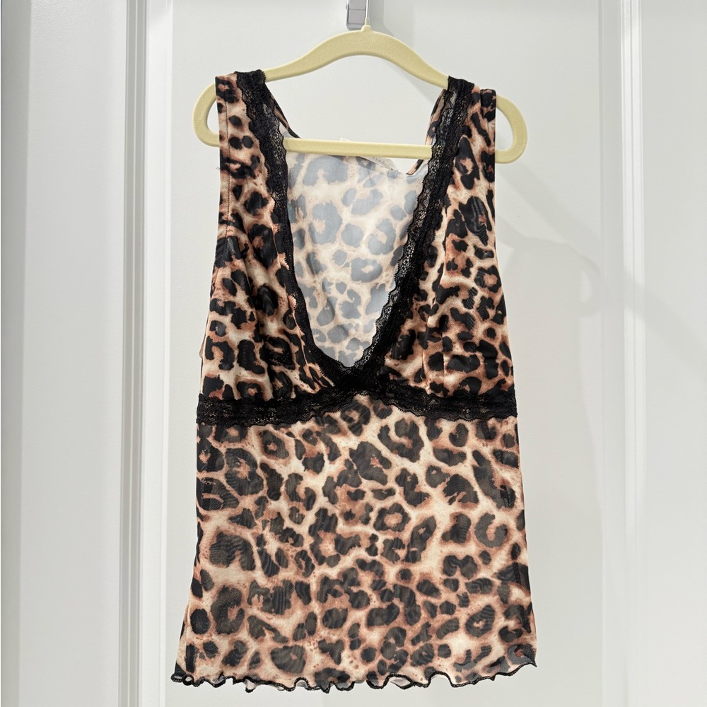 12th Tribe Brown and Black Leopard Print Chemise